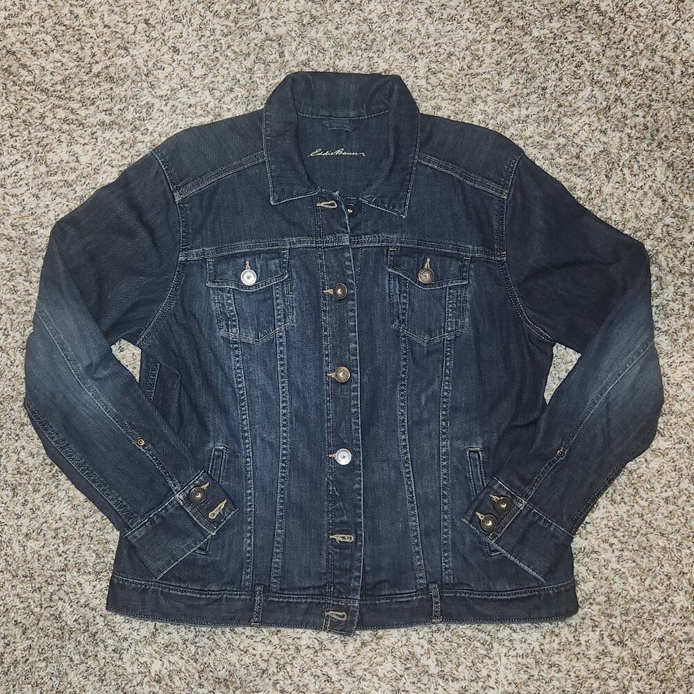 Eddie Bauer Dark Wash Trucker Denim Jacket – Women’s XL